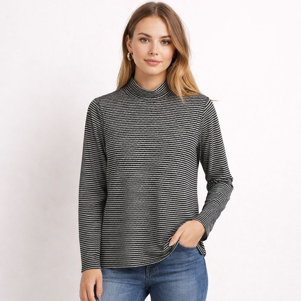 Zenergy By Chico's Mock Neck Long Sleeve Top Size 1 (8) LIKE NEW